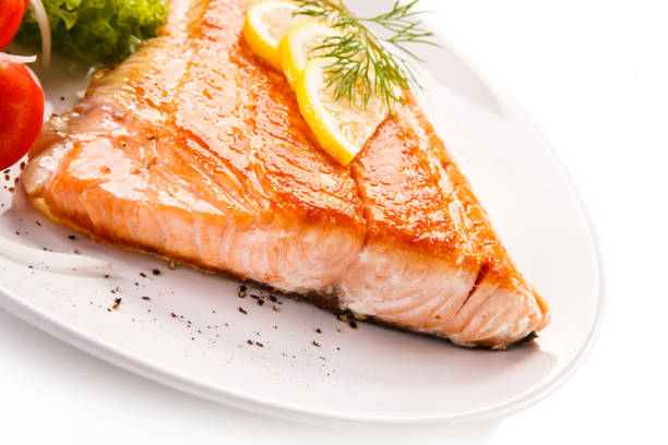 istock Fish dish - salmon steak and vegetables 845592450