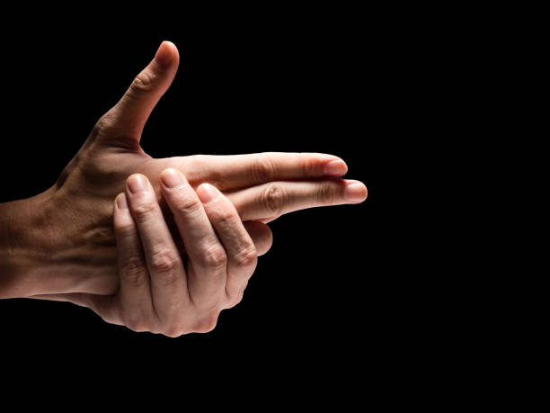 istock Male hands on a black background. 845594984