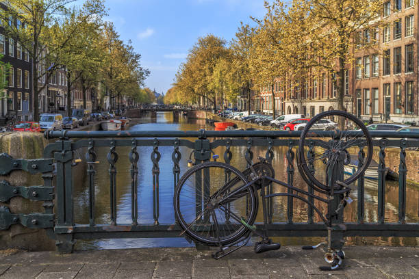 istock Bikes on the bridge in Amsterdam 845602336