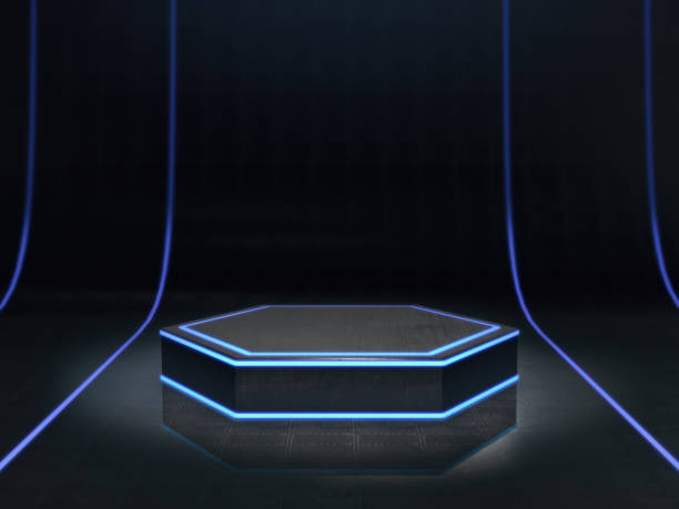 istock Pedestal for display,product stand with light glow. 845606190