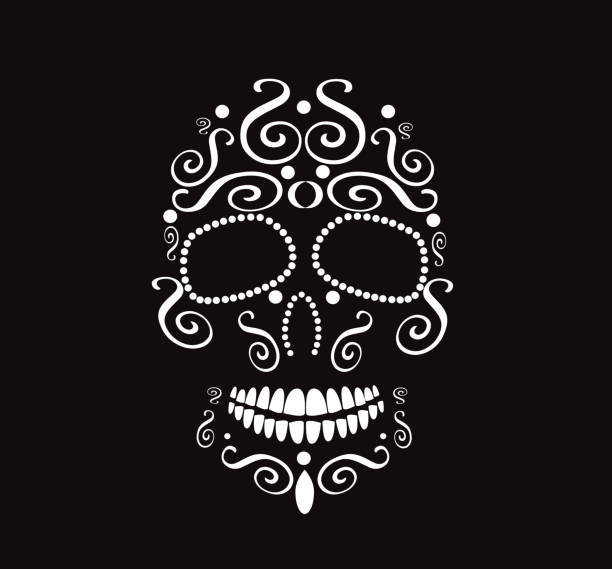 totenkopf-symbol für modedesign, halloween oder tag der vater hintergrund - scroll shape frame skull decoration stock-grafiken, -clipart, -cartoons und -symbole