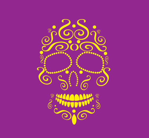 ilustrações de stock, clip art, desenhos animados e ícones de skull icon background abstract - scroll shape frame skull decoration