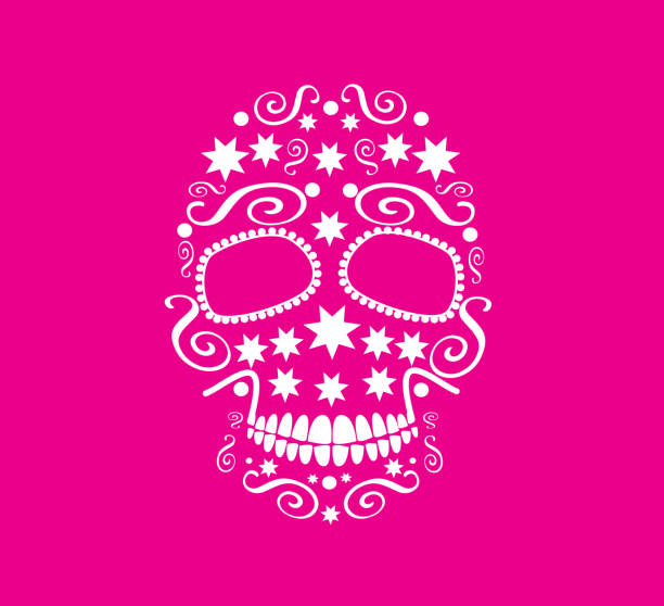 별 벡터와 해골 아이콘 - scroll shape frame skull decoration stock illustrations