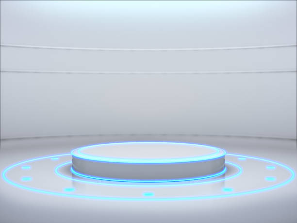 istock Pedestal for display,product stand with light glow. 845612234
