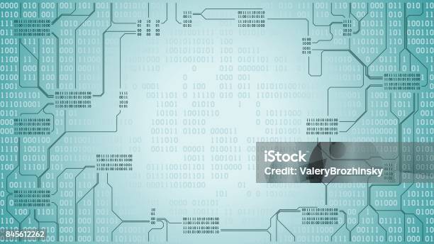 Digital Background Slide Abstract Futuristic Electronic Circuit Board With Binary Code Computer ...