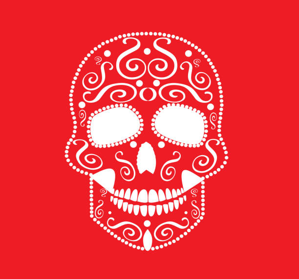 totenkopf-symbol hintergrund abstrakt - scroll shape frame skull decoration stock-grafiken, -clipart, -cartoons und -symbole