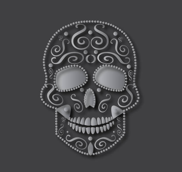 totenkopf-symbol hintergrund abstrakt - scroll shape frame skull decoration stock-grafiken, -clipart, -cartoons und -symbole