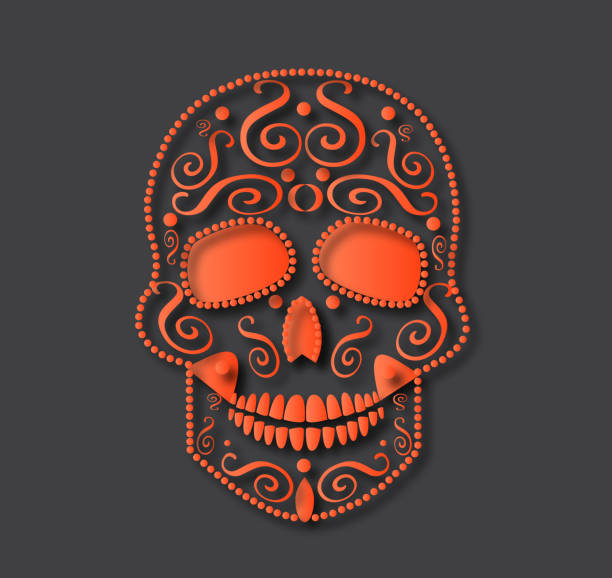 ilustrações de stock, clip art, desenhos animados e ícones de skull icon background abstract - scroll shape frame skull decoration