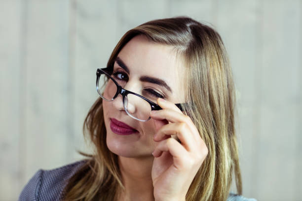 istock Pretty blonde woman blinking at the camera 845615562