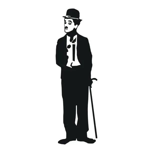 Vector illustration of Vectorized silhouette of Charlie Chaplin