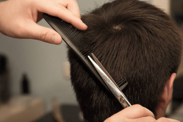 istock Men's haircut scissors at salon 845623000