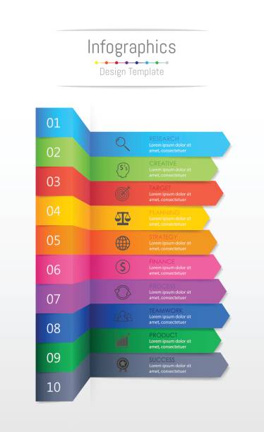 Infographic design elements for your business data with 10 options, parts, steps, timelines or processes, Sticky note paper concept. Vector Illustration. Infographic design elements for your business data with 10 options, parts, steps, timelines or processes, Sticky note paper concept. Vector Illustration. 10 11 years stock illustrations