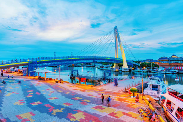 Taipei: This is an evening view of Tamsui fisherman's wharf and the famous lover's bridge where couples visit to view the sunset on July 05, 2017 in Taipei