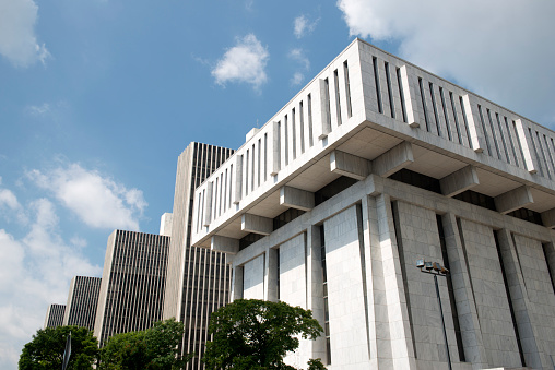 The Legislative building at the Empire State Plaza in downtown Albany, the capital city of New York State, USA.