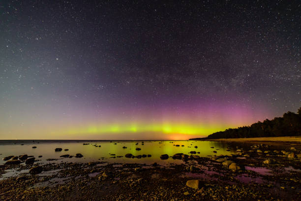 istock Intense northern lights (Aurora borealis) over Baltic sea 845629770