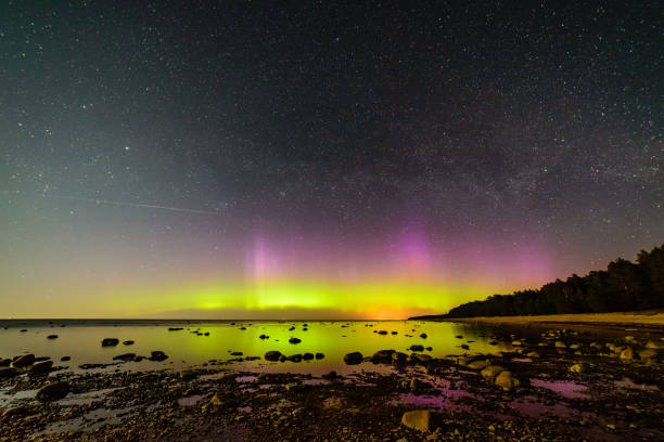 istock Intense northern lights (Aurora borealis) over Baltic sea 845629802