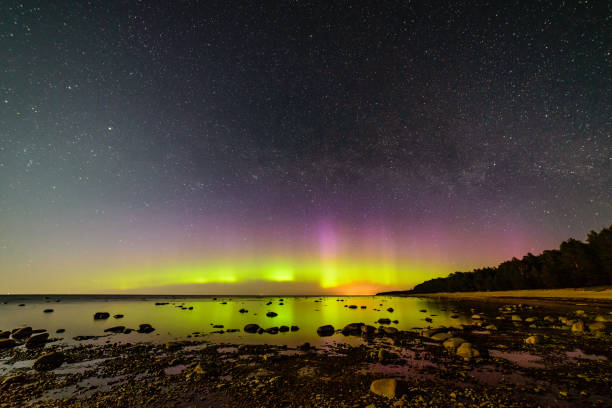 istock Intense northern lights (Aurora borealis) over Baltic sea 845629818