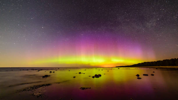istock Intense northern lights (Aurora borealis) over Baltic sea 845629824