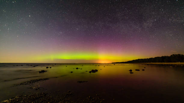 istock Intense northern lights (Aurora borealis) over Baltic sea 845629834
