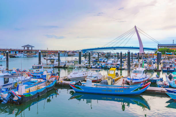 Taipei: This is a view of Tamsui fisherman's wharf area which is a popular landmark for couples tourists and locals to visit on July 05, 2017 in Taipei