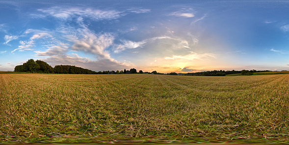 Harvested corn field 360 panorama in the Bergisches Land