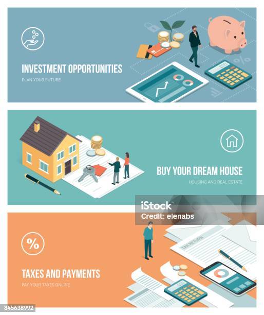 Financial Plans And Investments Stock Illustration - Download Image Now - Real Estate, Tax, Tax Form