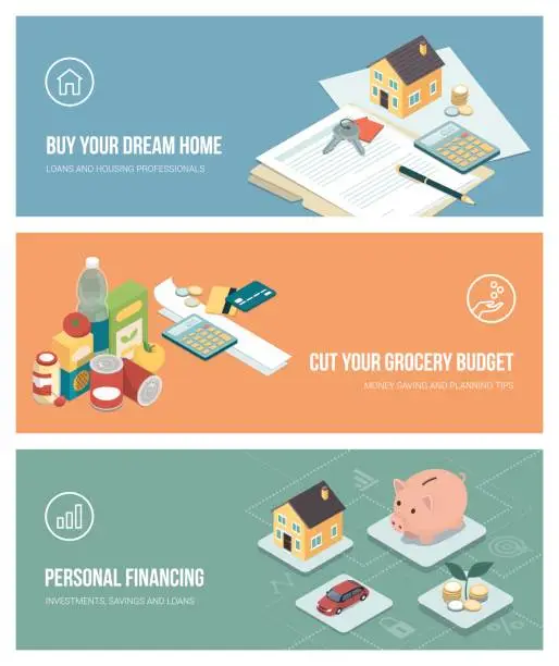 Vector illustration of Home finance, investments and budgeting