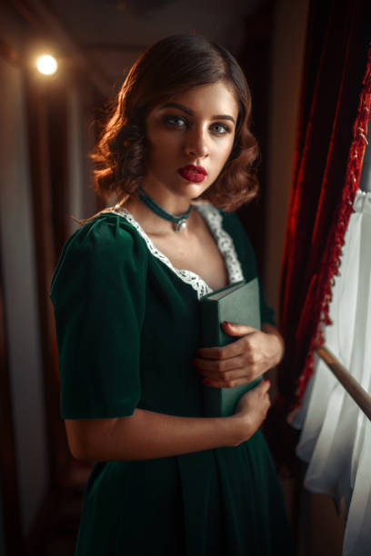 istock Railway journey, female traveler in retro train 845642800