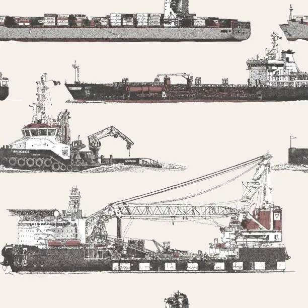 Vector illustration of Ships Repeat Pattern