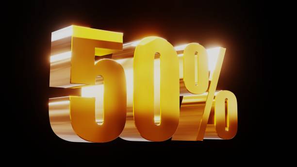 istock gold fifty percent 50% 3d illustration 845652582