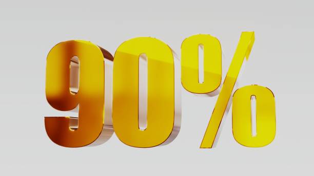 gold ninety percent 90% 3d illustration