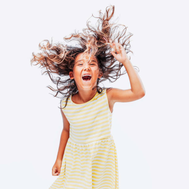 Floating Hair Stock Photo - Download Image Now - Child, Wind, White  Background - iStock