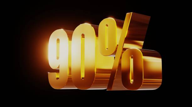 gold ninety percent 90% 3d illustration