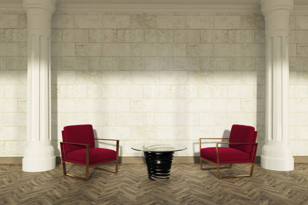 istock Columns living room, red armchairs 845653938