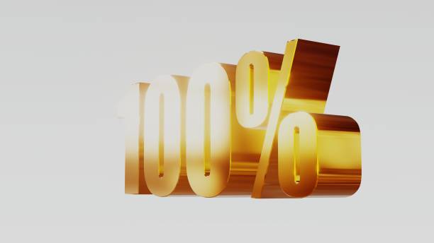 istock gold one hundred percent 100% 3d illustration 845655220