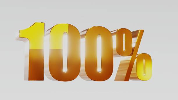 istock gold one hundred percent 100% 3d illustration 845660060