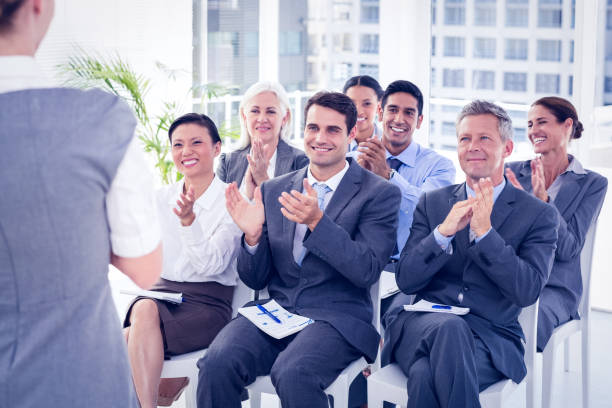istock Business people applauding during meeting 845664016