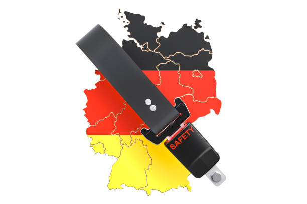 German map with safety belt. Security and protect or insurance concept, 3D rendering