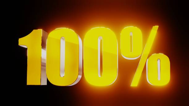 istock gold one hundred percent 100% 3d illustration 845666446