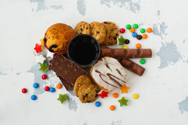 istock Assortment of products with high sugar level 845678228