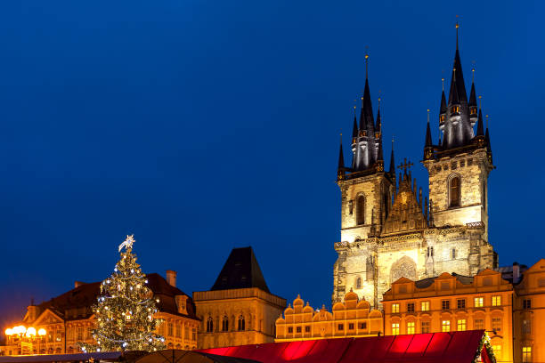 istock Tyn church and Christmas tree in Prague. 845678410
