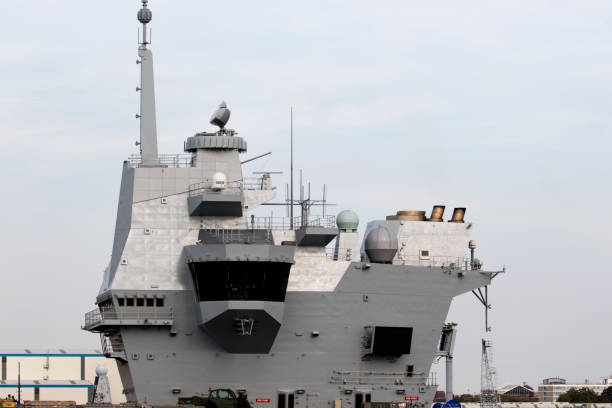 istock Aircraft Carrier in port 845678858