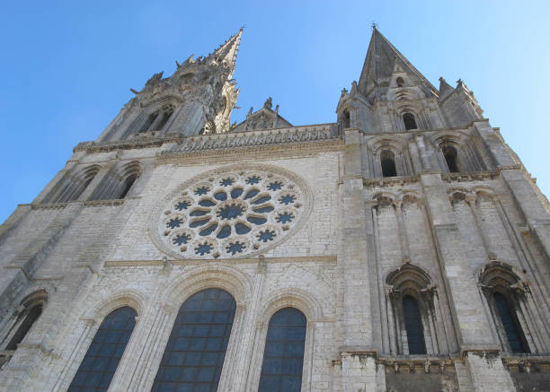 Facade of Chartres Cathedral stock photo