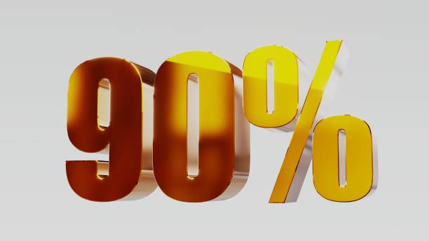 istock gold ninety percent 90% 3d illustration 845688454
