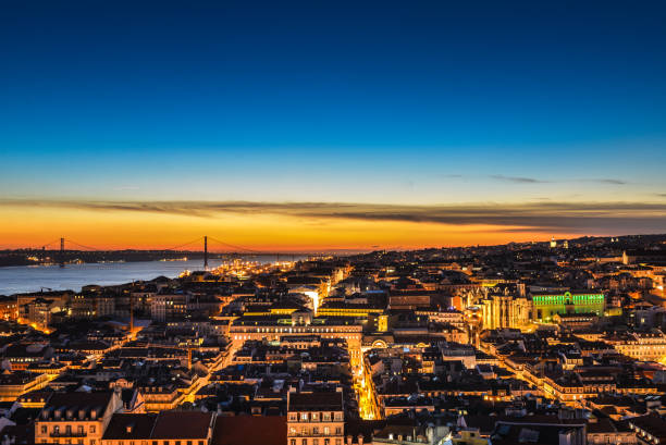 istock Lisbon city at sunset viewed from above from Sao Jorge castle 845688550