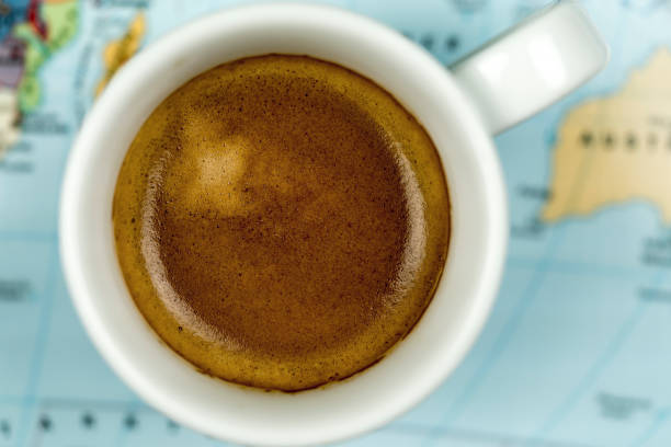 Cup of freshly brewed espresso coffee