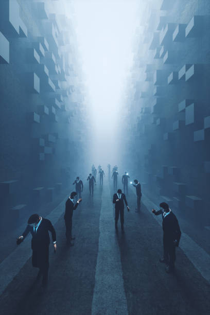 Men checking using smart phones in the street