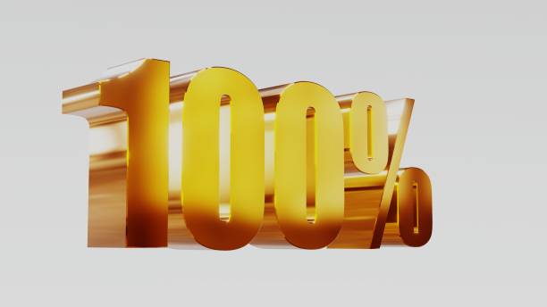 istock gold one hundred percent 100% 3d illustration 845693462
