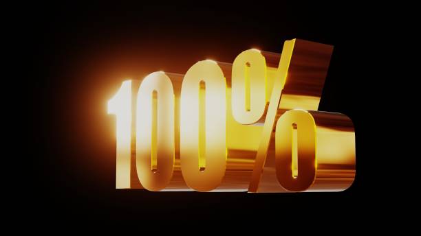 istock gold one hundred percent 100% 3d illustration 845693640