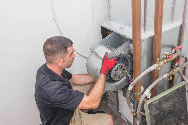Hvac Repairman motor installation stock photo